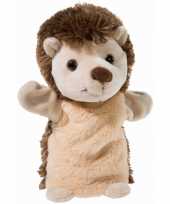 Dierentuin dieren handpoppen knuffels egel bruin 25 cm